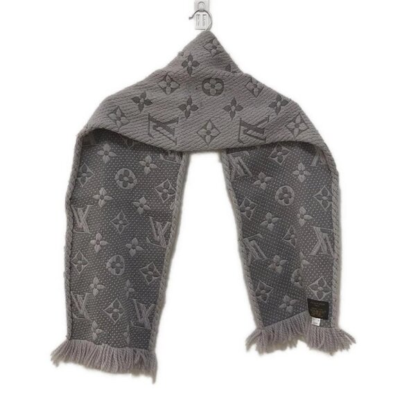 Auth LOUIS VUITTON Echarpe Logomania M74742 Gris Perle - GM0197 Scarf - Picture 1 of 6